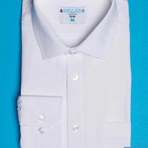 NWT AndCollar &Collar Atlantic Men's Button Down Dress Shirt Large Slim Fit
